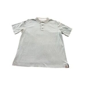 Eddie Bauer Travex Mens Large Green Short Sleeve Textured Pique Polo‎ Shirt